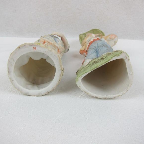Antique German Porcelain Bisque Figures Sculptures Pair Boy & Girl Harvest - Picture 5 of 12